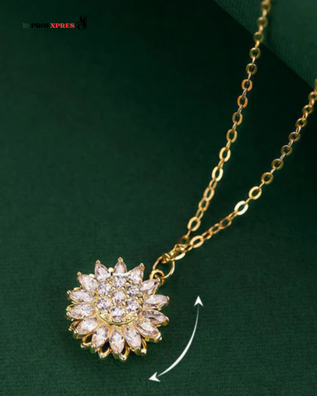 Haz brillar tu look con la Cadena Girasol Giratorio